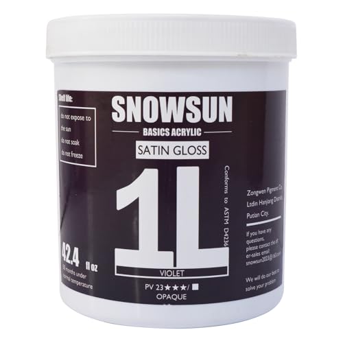 SNOWSUN Acrylic Paints, Large Bulk Heavy Body Acrylic Paint (42.4 oz, 1L) - Non Toxic Gloss Thick Art Paint for Multi-Surface, Canvas Wood Ceramic and Leather, Stone Craft, for Artists & Beginners, Violet - color: violet