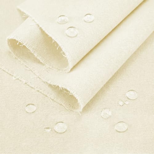 Q&J Fabric Co. 10 Yards Waterproof Canvas Fabric by the Yard 8oz Cotton Canvas Fabric 59 Inch Wide Beige Tarp Medium Weight Outdoor Fabric for Sewing Chair Cushion Tent Tarp Bags Upholstery - color: Beige, size: 10 Yards