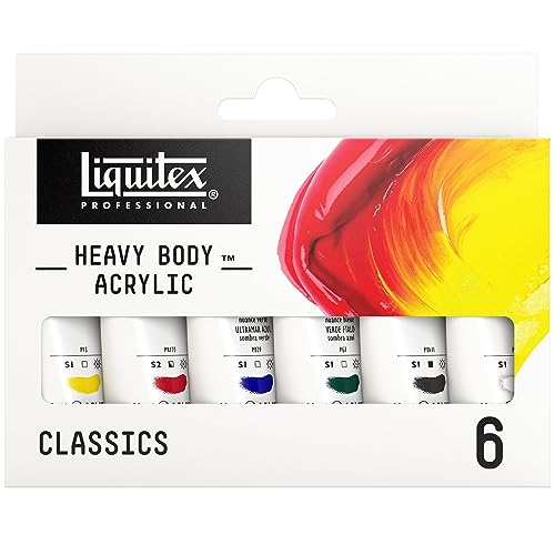 Liquitex Professional Heavy Body Acrylic Paint, 6 x 22ml (0.74-oz) Color Set,Blue,Green,White - style: Color Set 6 x 22ml (0.74-oz)