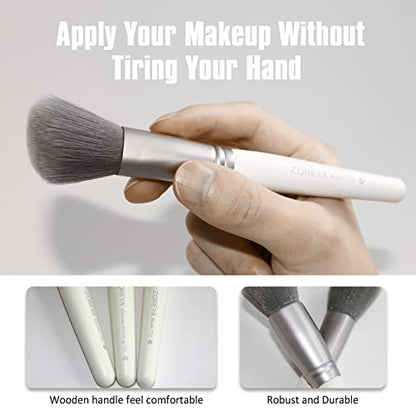 ZOREYA Makeup Brushes - 15 Pcs Premium Bamboo Charcoal Infused Bristles Makeup Brush Set, Foundation Concealers Eye Shadows Make Up Brush,Eyeliner Brushes(White) - color: White