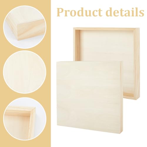 3PCS Unfinished Birch Wood Canvas Panels 12"x12", 1.5" Deep, Wooden Canvas Panel Boards for Acrylic Pouring Oil Painting DIY Crafts Art Projects Home Decor Studio Class - size: 12x12 Inch