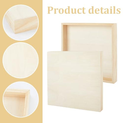 3PCS Unfinished Birch Wood Canvas Panels 12"x12", 1.5" Deep, Wooden Canvas Panel Boards for Acrylic Pouring Oil Painting DIY Crafts Art Projects Home Decor Studio Class - size: 12x12 Inch