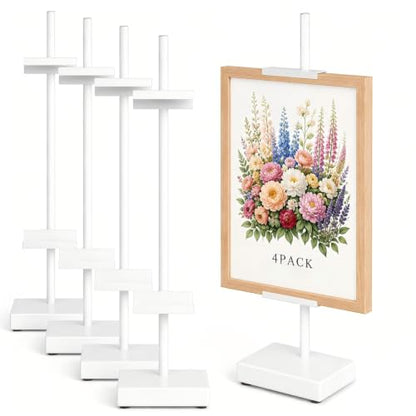 Adjustable Tabletop Easel Stand, White Picture Easels for Display Up to 17" H, Metal Picture Frame Holder Stand Table for Art, Photo (4 Pack) - color: White 4Pack