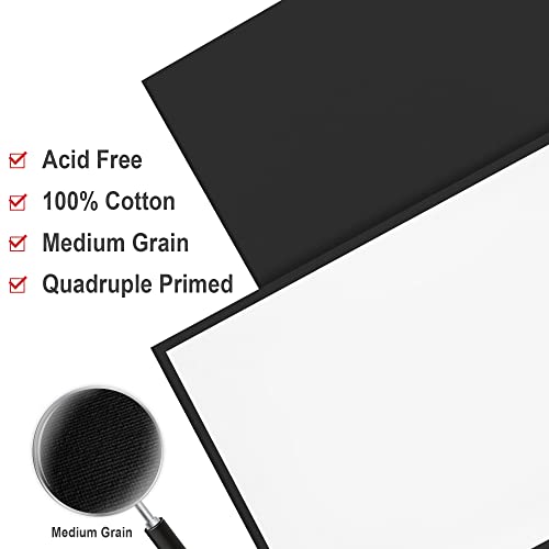 PHOENIX Black Canvas Boards for Painting - 6x8 Inch, 6 Pack - Small Square Canvases Gesso Primed Cotton Acid Free, Blank Flat Canvas Panel for Acrylic, Oil, Tempera, Metallic, Neon Paints & Crafts