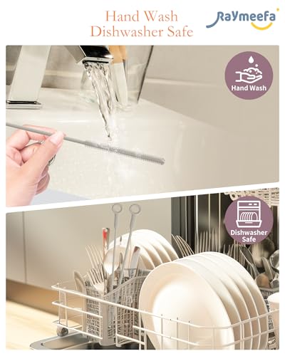 Straw Cleaner Brush Set - Raymeefa Scratch-Free Detail Cleaning for Reusable Straws & Tumblers (Khaki) - color: Khaki