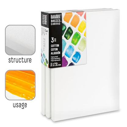 Liquitex BASICS Canvas, 3 pack, 12" x 16" - style: 12" x 16"