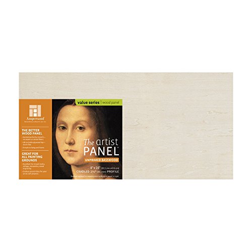 Ampersand Art Supply Unprimed Basswood Artist Panel, 1-1/2" Cradled Profile, 8"x16" - size: 8"x16", style: 1-1/2" Cradled