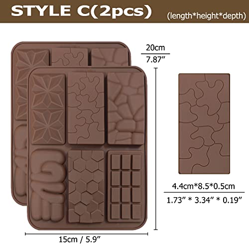 6 boards (42 pcs) Chocolate Mold, VEINARDYL Silicone Break-Apart Waffle Molds, Non-Stick Thick Protein and Energy Bar Mold for Fondant Candy Wax Melt DIY Handmade Gifts