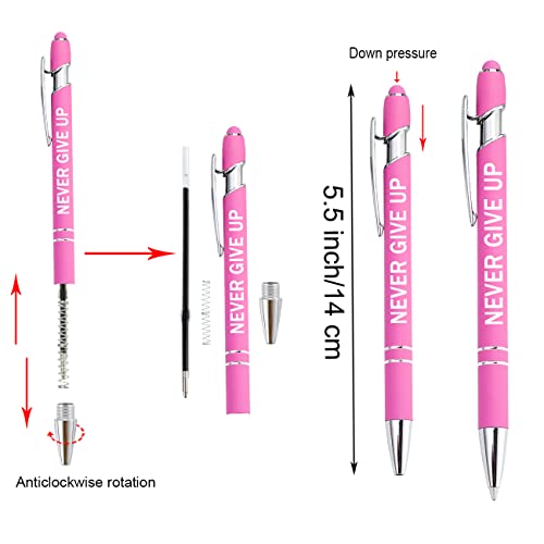 PASISIBICK 12 Pieces Pink Inspirational Motivational Quotes Snarky Screen Touch Stylus Ballpoint Pens, Office Encouraging Scriptures, Black Ink (Pink,Motivational) - color: Pink,Motivational