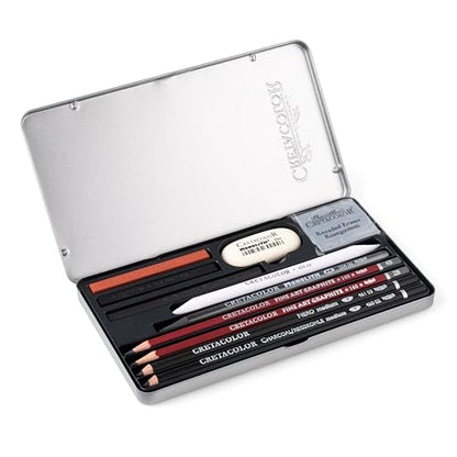 Cretacolor Teacher's Choice Drawing Sets, Tin Set of 11