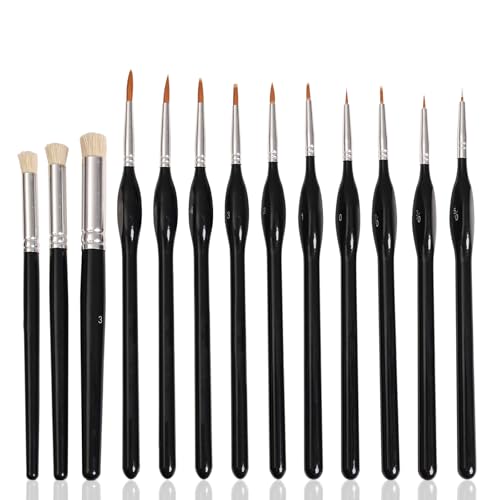 13-Piece Artist Brush Set | 10 Hog Bristle + 3 Nylon | Birch Wood & Aluminum Ferrules | Oil/Acrylic Painting | Professional Grade Artist Brushes