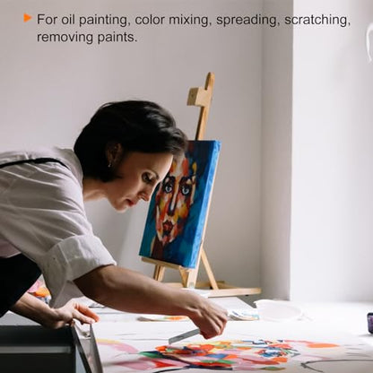 HARFINGTON 2pcs E1 E2 Painting Palette Knife Set Stainless Steel Art Spatula Painting Pallet Knives Scrapers Tools with Plastic Handle for Acrylic Oil Canvas Mixing Spreading
