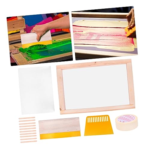 LALAFINA Screen Printing Kit Starter Tools Stick Film Tape Frame Squeegee Shirt and Bag Printing