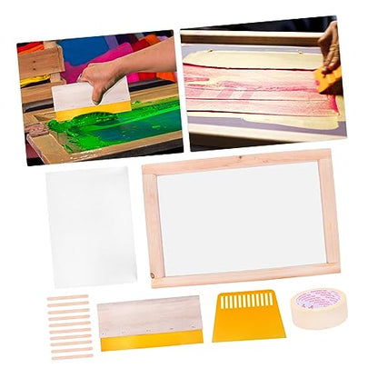 LALAFINA Screen Printing Kit Starter Tools Stick Film Tape Frame Squeegee Shirt and Bag Printing