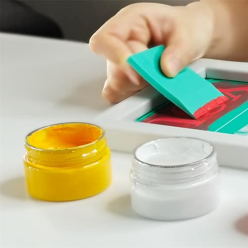 JAJADO 12 Jars Chalk Paste Paint Set, 9 Pcs Chalk Paint Mini Squeegees and Rubber Squeegee Stir Sticks, Screen Printing Ink Reusable Adhesive Stencil Paste Craft on Wood, Furniture, T-Shirt - color: 12 Jars with 9 Pcs Tool