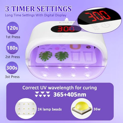 KISREL UV Light for Resin, Large Double-Sided Light with UV Flashlight, 2-Ieed Tin-1 and Detachable Resin Curing Machine, 3-Spmer Digital Display, 36w Fast Curing Lamp for Crafts, Jewellery Making - size: Double-sidedLightKit
