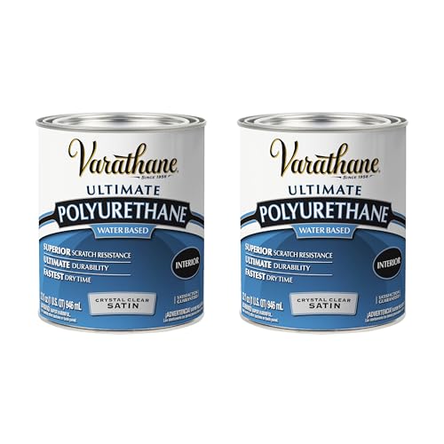 Varathane Water-Based Crystal-Clear Ultimate Polyurethane | Interior Wood Protection | Fast Dry Time | Easy Clean Up | Satin | Quart | 2 Pack - color: Satin, size: 1 Quart (Pack of 2)