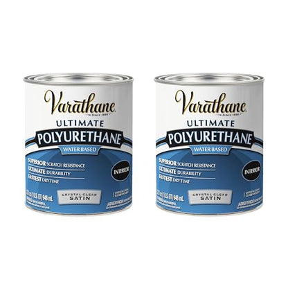 Varathane Water-Based Crystal-Clear Ultimate Polyurethane | Interior Wood Protection | Fast Dry Time | Easy Clean Up | Satin | Quart | 2 Pack - color: Satin, size: 1 Quart (Pack of 2)