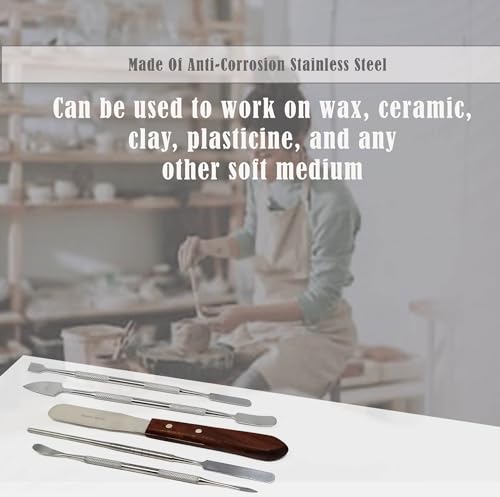 A2ZScilab - Stainless Steel Spatula Wax & Clay Sculpting Tool Carver Set, Carving Pottery Tools - Sculpture Shaper Polymer Modeling Tools for Clay, Pottery, Ceramics Artwork & Holiday Crafts (5PC) - style: 5PC