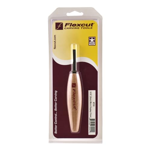 Flexcut Wood Carving Tools | Micro Dogleg Chisel | 3/16 Inch (5 mm) | 1095 High Carbon Steel Blade for Miniature and Fine Detail Work | Ergonomic Ash Hardwood Handle | MT45 | Made in the U.S.A.