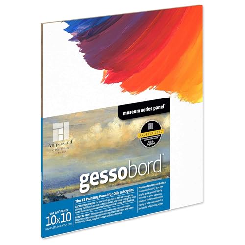 Ampersand Gessobord for Acrylic, Oil and Mixed Media, 1/8 Inch Depth, 10X10 Inch (GBS1010) - size: 10X10, style: 1/8 Inch Depth