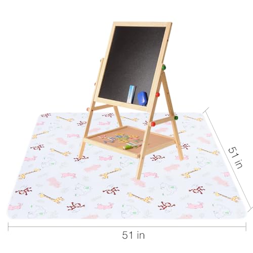 Baby Splat Floor Mat for Under High Chair/Arts/Crafts, 51" Waterproof Anti-Slip Food Splash Spill Protector Mat, Washable and Table Cloth - color: Jungle Animals