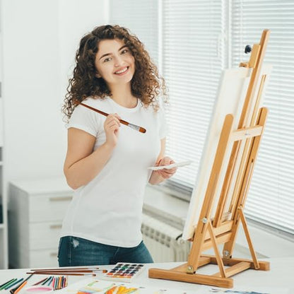 DUGATO Filbert Paint Brush Set, 13-Piece Nylon Hair with Long Wood Handle | 13 Artist Brushes for Acrylic Oil Painting, Soft Anti-Shedding Bristle, Assorted Sizes #0 to #24 for Canvas Blending