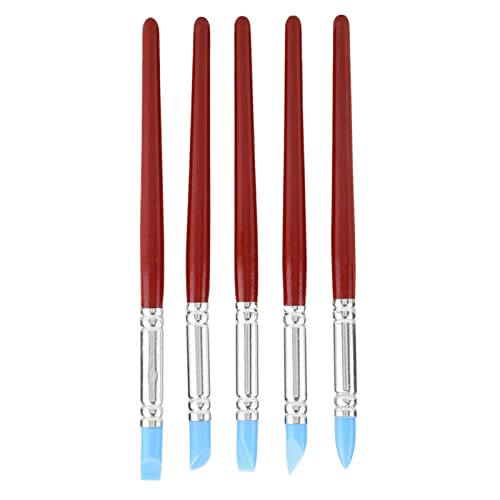 YUYTE Hand Building Tools [2024 Model 5pcs Rubber Tip Paint for Clay Sculpture Pottery DIY – Silicone Carving Tool for Shaping – Ideal for Artists, 17.5cm/6.1in Length