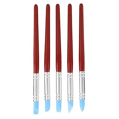 YUYTE Hand Building Tools [2024 Model 5pcs Rubber Tip Paint for Clay Sculpture Pottery DIY – Silicone Carving Tool for Shaping – Ideal for Artists, 17.5cm/6.1in Length