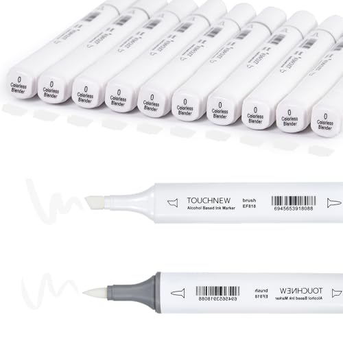 10Pcs Alcohol Markers Pure Color Series,Dual Tip Soft Art Solid Color Markers Set for Adults Beginner Drawing Sketching (Colorless Blender) - color: Colorless Blender