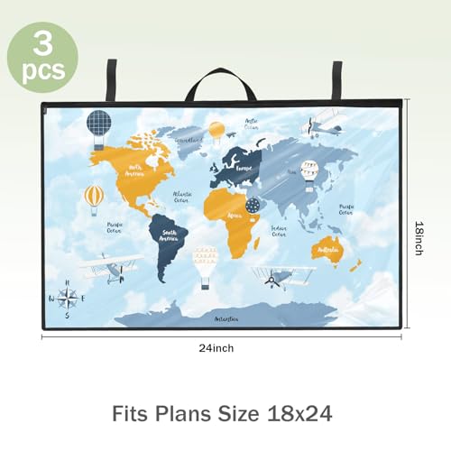 Tanlade 3 Pcs Blueprint Holder Foldable Waterproof Plans Shield Waterproof Map Case Construction Plan Holder Art Portfolio Bag for Document Blueprint Map Poster Painting (18 x 24 Inch) - size: 18 x 24 Inch