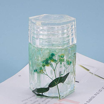4 Style DIY Jewelry Resin Casting Molds Bottle Storage Jar with Lid Crystal Epoxy Mold Kit Handmade Craft Aromatherapy Candle Making Tool Clear Silicone Plaster Clay Mould （Hexahedron Bottle） - color: （Hexahedron Bottle）
