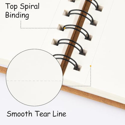 8.3x5.8 Sketch Book, Top Spiral Bound Sketch Pad, 60sheets 92lb/150gsm Nature White Paper, Acid-Free Mixed Media Paper for Painting, Dawing & Art Supplies. N-Ginger - color: TopSpiral-NatureWhite-Ginger