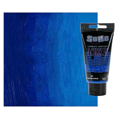 Soho Urban Artist Heavy Body Acrylic Paint - 75 ml Tube - Cobalt Blue Hue - Thick, Rich Color, Excellent Coverage, Professional Quality - Artists Acrylic Paint - color: Cobalt Blue Hue, size: 2.54 Fl Oz (Pack of 1)