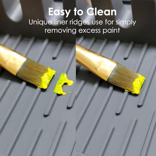 Paint Brush Holder Set, Portable Silicone Stands with 4 Slots, 2 Pack