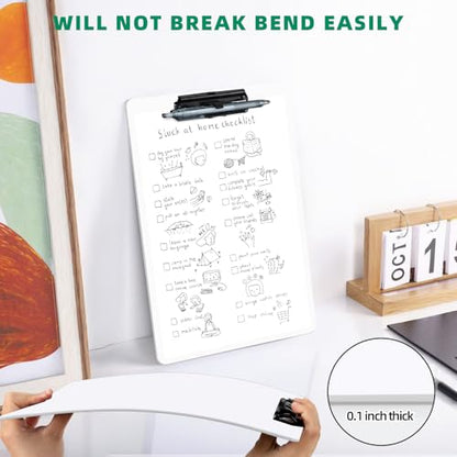 FRETONBA White Clipboard with Pen Holder, Set of 6 Plastic Clipboard with Low Profile Metal Clip, Hanging Clipboards Holds 8.5x11 Inch Papers, Standard A4 Letter Size Clip Boards for Office & School - style: 6 Pack-White