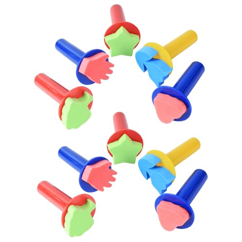 Assorted EVA Sponge Heart Star Shaped Stamps Painting Stamper Foam Sponge Brush Touch Up Brush Painting Tools for Drawing Craft Staining Varnishes 10pcs - color: E