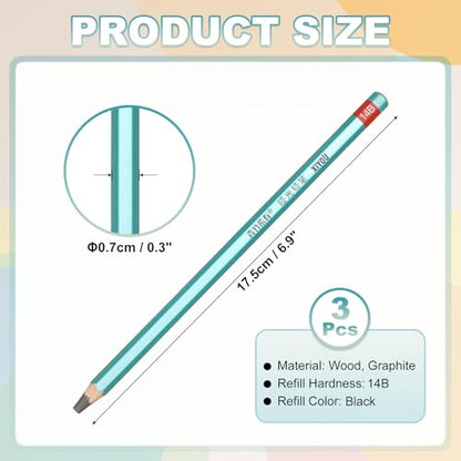 PATIKIL 14B Drawing Pencils for Sketching, Set of 3 Hexagonal Graphite Sketch Pencils Professional Sketching Art Supplies for Drawing Shading Writing Art Artists Beginners, Black - style: 14B