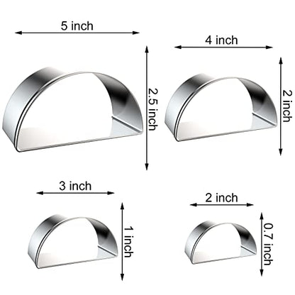 Half Circle Semicircle Cookie Cutter Set Large - 5 Inch, 4 Inch, 3 Inch, 2 Inch - Watermelon Frame Plaque Cookie Cutters Shapes Molds - Stainless Steel - color: Semicircle