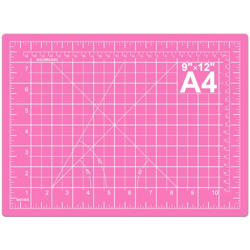 DIYSELF Cutting Mat 9in×12in, Cutting Mats for Crafts, Self Healing Cutting Mat A4, Fabric Cutting Mats Double Side for Sewing, Quilting, Craft Mat for Desktop (Pink), Matting & Mounting Materials - color: Pink, size: 12"L x 9"W