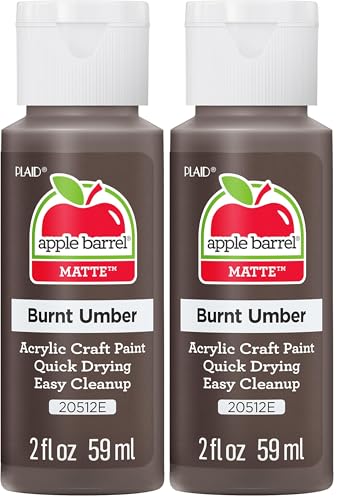 Apple Barrel Acrylic Paint in Assorted Colors (2 oz), 20512, Burnt Umber (Pack of 2) - color: Burnt Umber, size: 2 fl oz (Pack of 2)