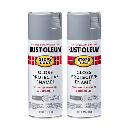 Rust-Oleum 7786830 Stops Rust Spray Paint, 12 oz, Gloss Smoke Gray, 2 Pack - color: Gloss Smoke Gray, size: 12 Ounce (Pack of 2)