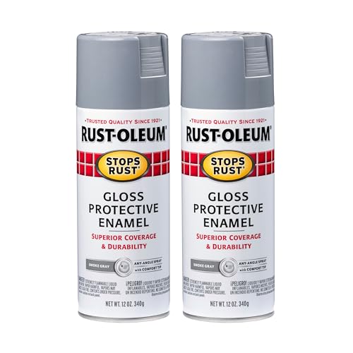 Rust-Oleum 7786830 Stops Rust Spray Paint, 12 oz, Gloss Smoke Gray, 2 Pack - color: Gloss Smoke Gray, size: 12 Ounce (Pack of 2)