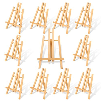10 Pack 11.8" Wooden Easel, Easel Stand for Painting, Tabletop Easel for Artist/Students/Beginners, Portable Canvas Photo Picture Sign Holder - style: 11.8‘’- 10 PK