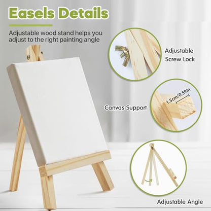 CONDA 4 Pack 9 Inch Wood Easels, Easel Stand for Painting Canvases, Art, and Crafts,Tripod,Painting Party Easel,Kids Student Tabletop Easels for Painting,Portable A-Frame Tripod Tabletop Easel Set - style: 4 Pcs