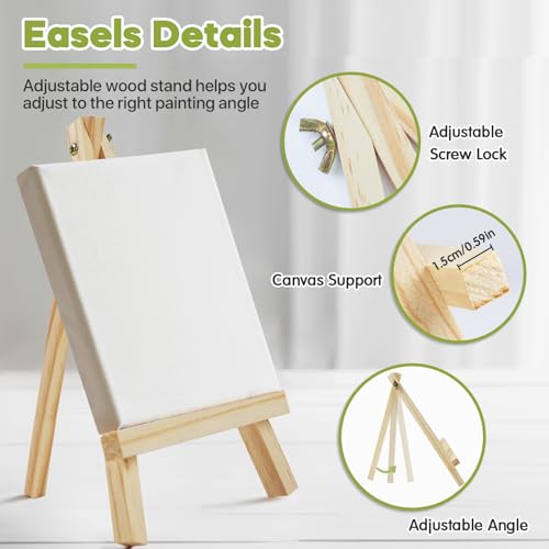 Conda 6 Pack 9 Inch Mini Wooden Display Easels, A-Shaped Mini Easel Stand for Small Painting, Painting Party Easel for DIY Crafts, Photos, Gift, Decoration - style: 6 Pcs