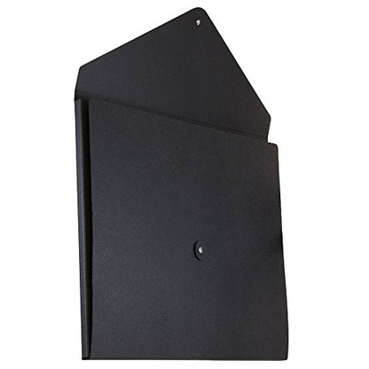 JAM PAPER Kraft Portfolio with Button and String Closure - Jumbo - 12 1/2 x 16 1/2 x 1/2 - Black Recycled - Sold Individually - color: Black Recycled, size: Jumbo (12 1/2" x 16 1/2" x 1/2")