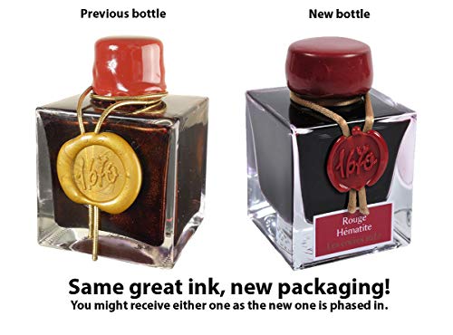 J. Herbin 1670 Anniversary Inks - Gold Sheen 50 ml Bottled - Rouge Hematite (Dark Red Ink) - color: Rouge Hematite