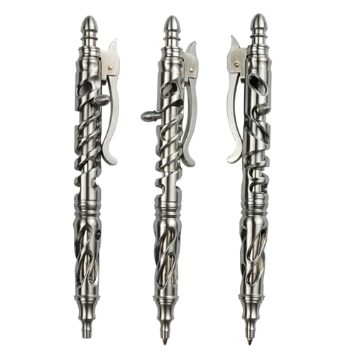 Dr. Metalleung Heavy Duty Stainless Steel Bolt Action Pen - Retractable EDC Pen with Keychain, Refillable Ink, Smooth Writing for Office & Gifts - style: structural