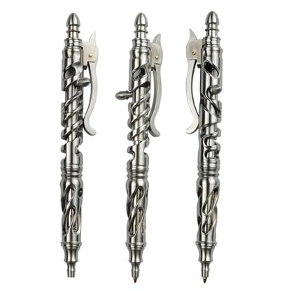 Dr. Metalleung Heavy Duty Stainless Steel Bolt Action Pen - Retractable EDC Pen with Keychain, Refillable Ink, Smooth Writing for Office & Gifts - style: structural